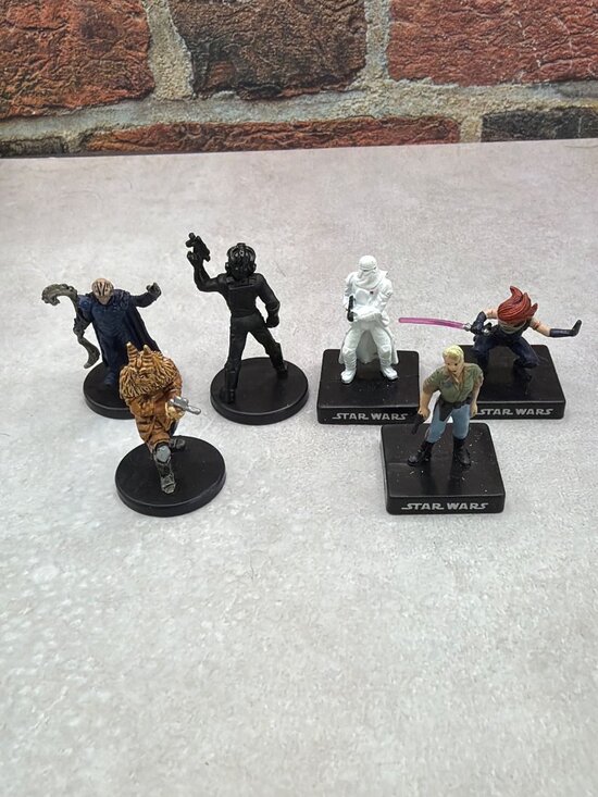 Star Wars Other - Star Wars Miniatures Lot Of 6 Figures With Bases Painted And Unpainted Character